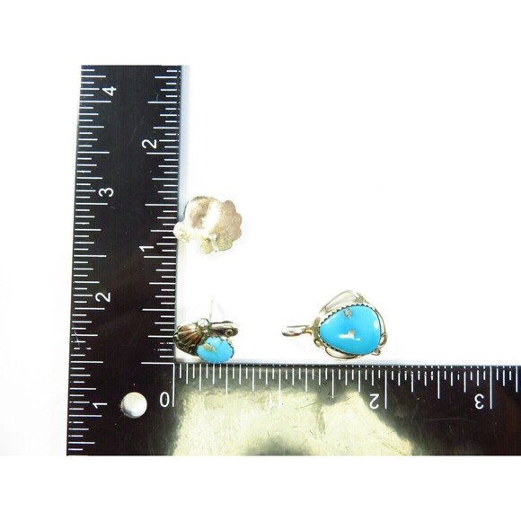 Sterling Silver Navajo Turquoise Pendant & Earrings Set Signed TT - 1" & 1/2" - Picture 8 of 8